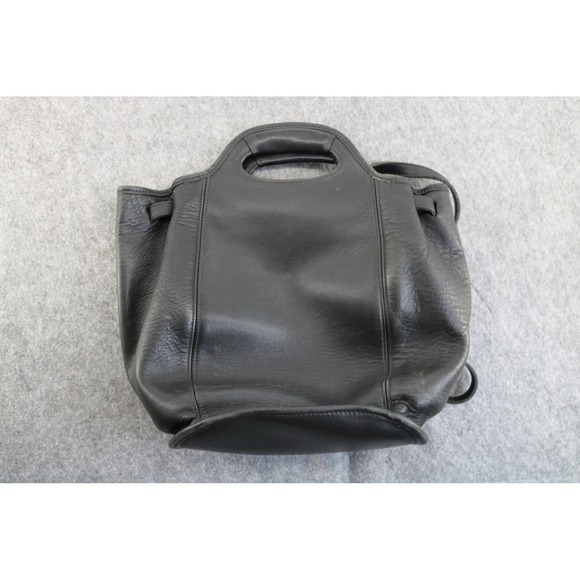 Coach Rare Black Leather Drawstring Backpack Bucket Bag Purse Vintage 9994